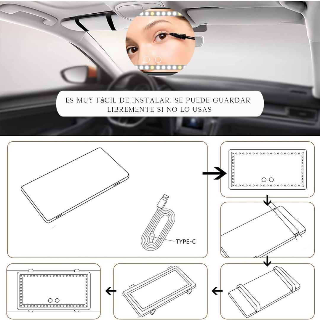 LEDVISOR- Espejo Led Para Maquillarte En El Vehículo