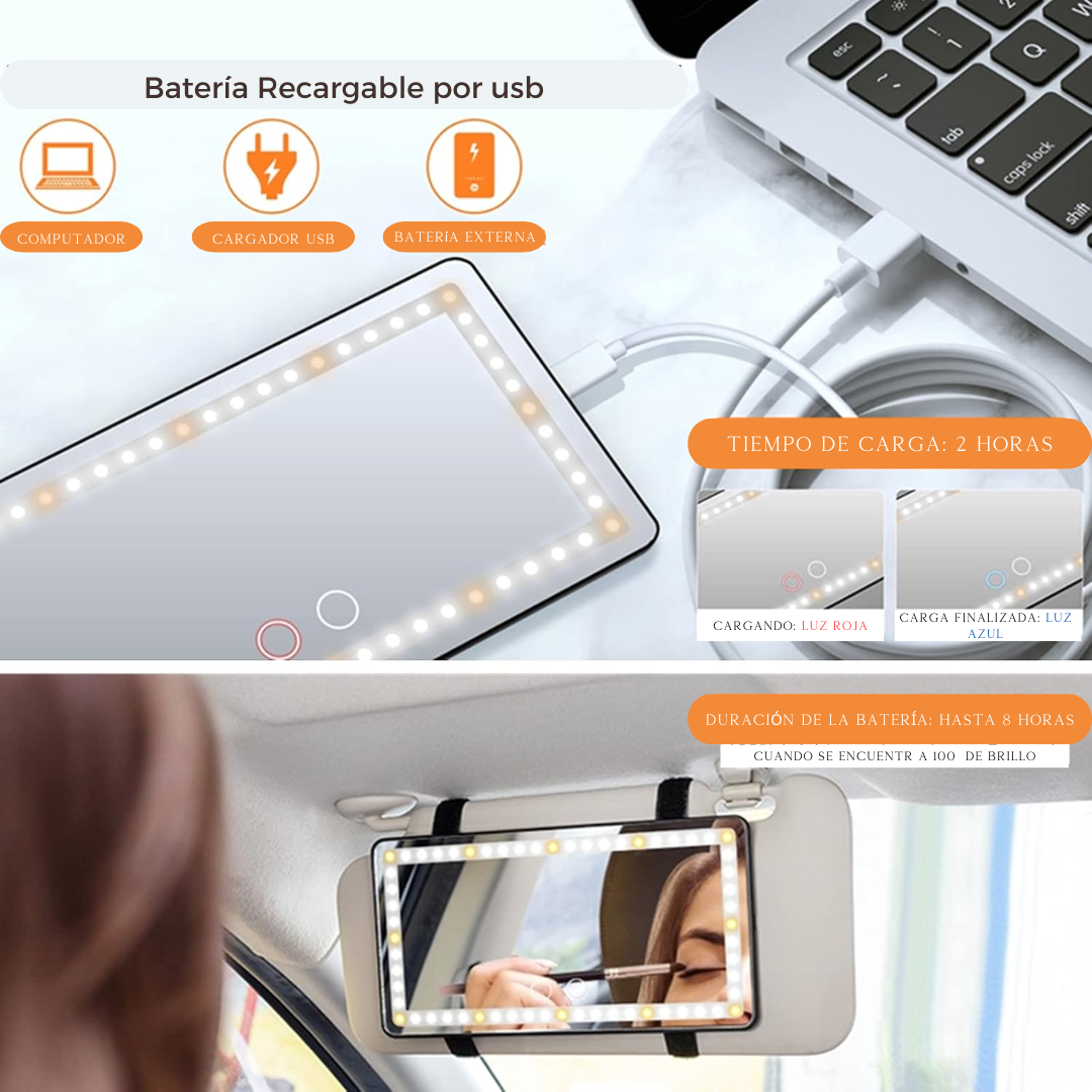 LEDVISOR- Espejo Led Para Maquillarte En El Vehículo