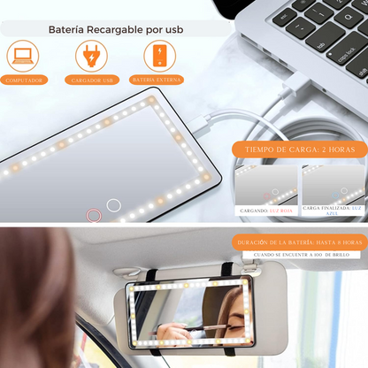 LEDVISOR- Espejo Led Para Maquillarte En El Vehículo