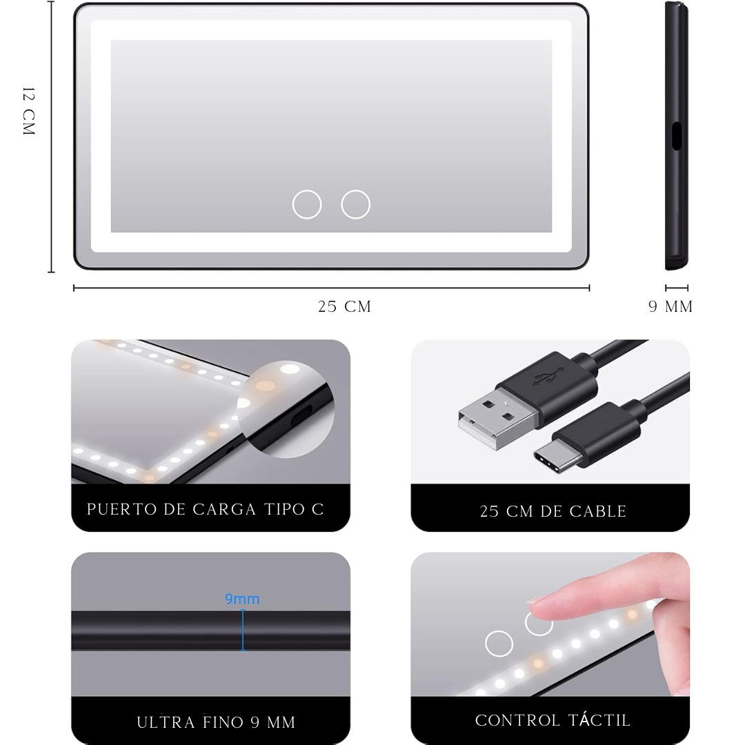 LEDVISOR- Espejo Led Para Maquillarte En El Vehículo