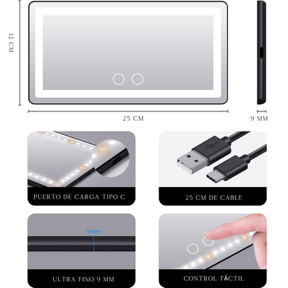 LEDVISOR- Espejo Led Para Maquillarte En El Vehículo